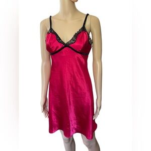 Cabernet Red Black Silky Satin Velvet Goth Witchy Romantic Lingerie Slip Dress